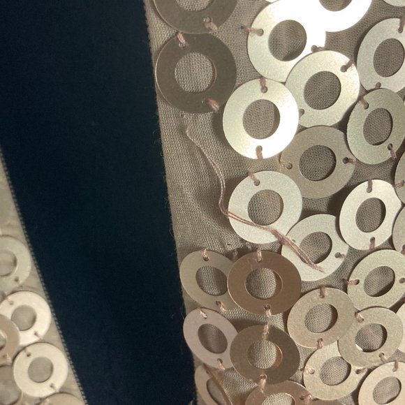 Alice + Olivia Gold Metallic Scoop Neck Micro Mini Shift Dress or Tunic, sz 4 - Picture 6 of 7